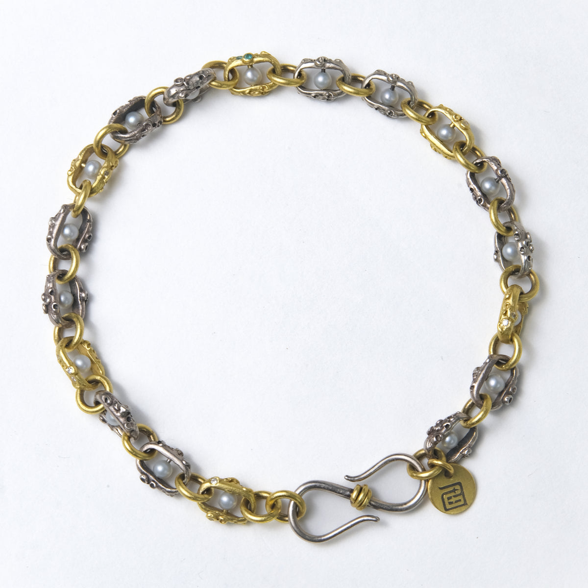 Two-tone Encrusted Mariner Swing Bracelet - Amici Gold