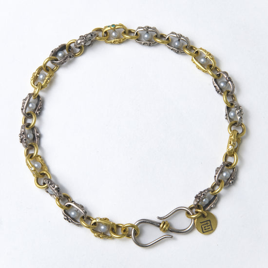 Two-tone Encrusted Mariner Swing Bracelet - Amici Gold